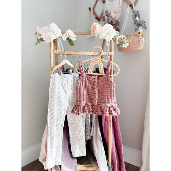 Jamie Kay Organic Dusty Mauve Peplum + Floral Leggings 3/4 - Picture 1 of 7